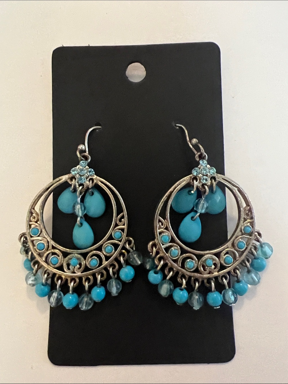 Bohemian Turquoise Dangle Hoop Earrings - Women Jewelry